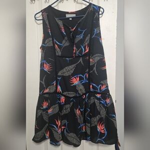 Asher SZ S Day Black Maxi Dress with Red and Blue Floral Pattern